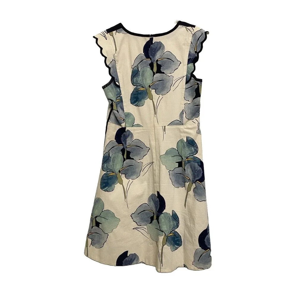 Tory Burch Edith Floral Midi Shift Dress Sz 6 Sleeveless Watercolor Iris Office